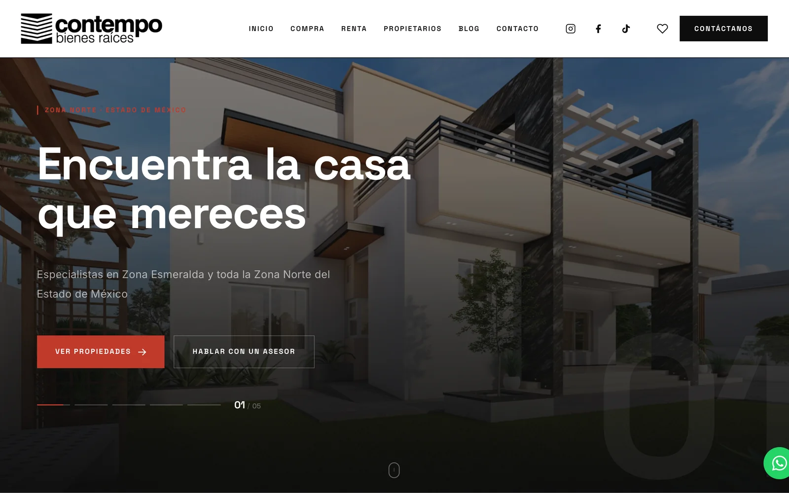 Sitio web de Contempo Bienes Raíces construido por Xenaro